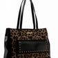 Elegant Leopard Handbag with Studded Pocket