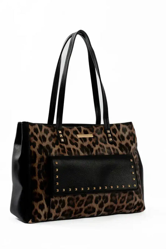 Elegant Leopard Handbag with Studded Pocket