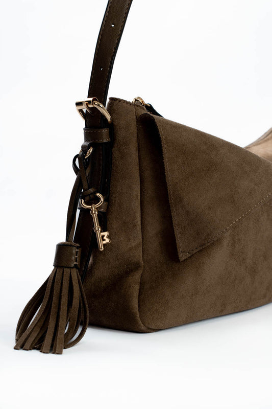 Classic Suede Shoulder-Bag with Detachable Straps