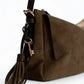 Classic Suede Shoulder-Bag with Detachable Straps