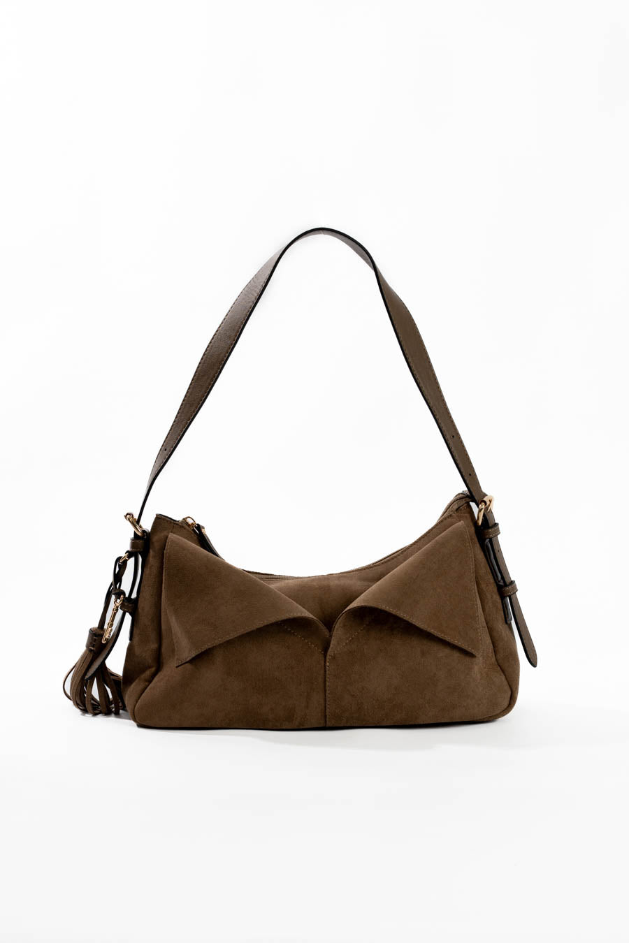 حقيبة كتف كلاسيكية من الجلد المدبوغ مع أحزمة قابلة للفصل