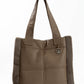 Solid Leather Tote Bag with Fur Trim
