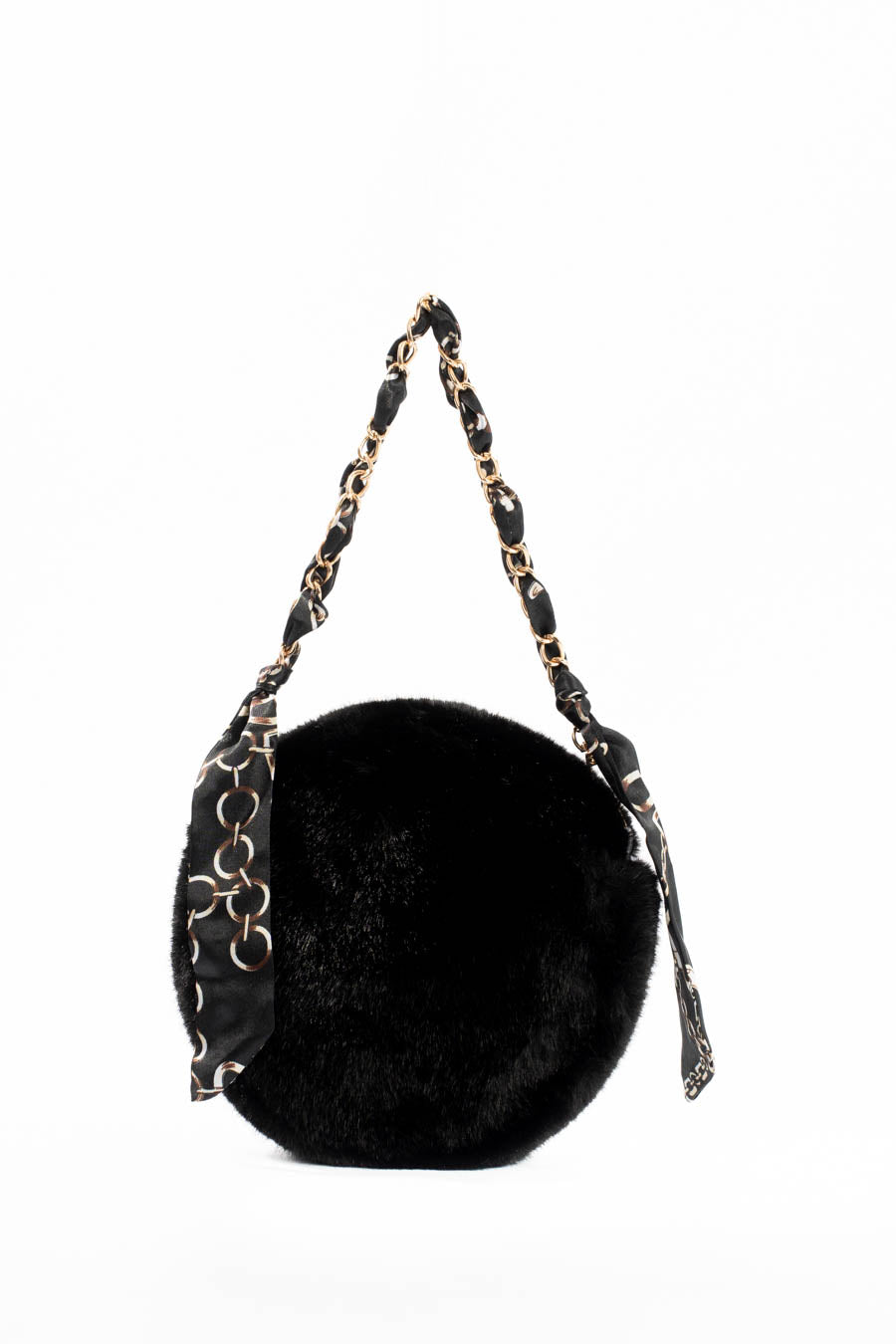 Fur Bag with Chain-Link Shoulder Strap