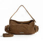 Suede Ribbed Shoulder-Bag with Side Zipped Pockets