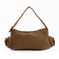Suede Ribbed Shoulder-Bag with Side Zipped Pockets