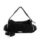 Suede Ribbed Shoulder-Bag with Side Zipped Pockets