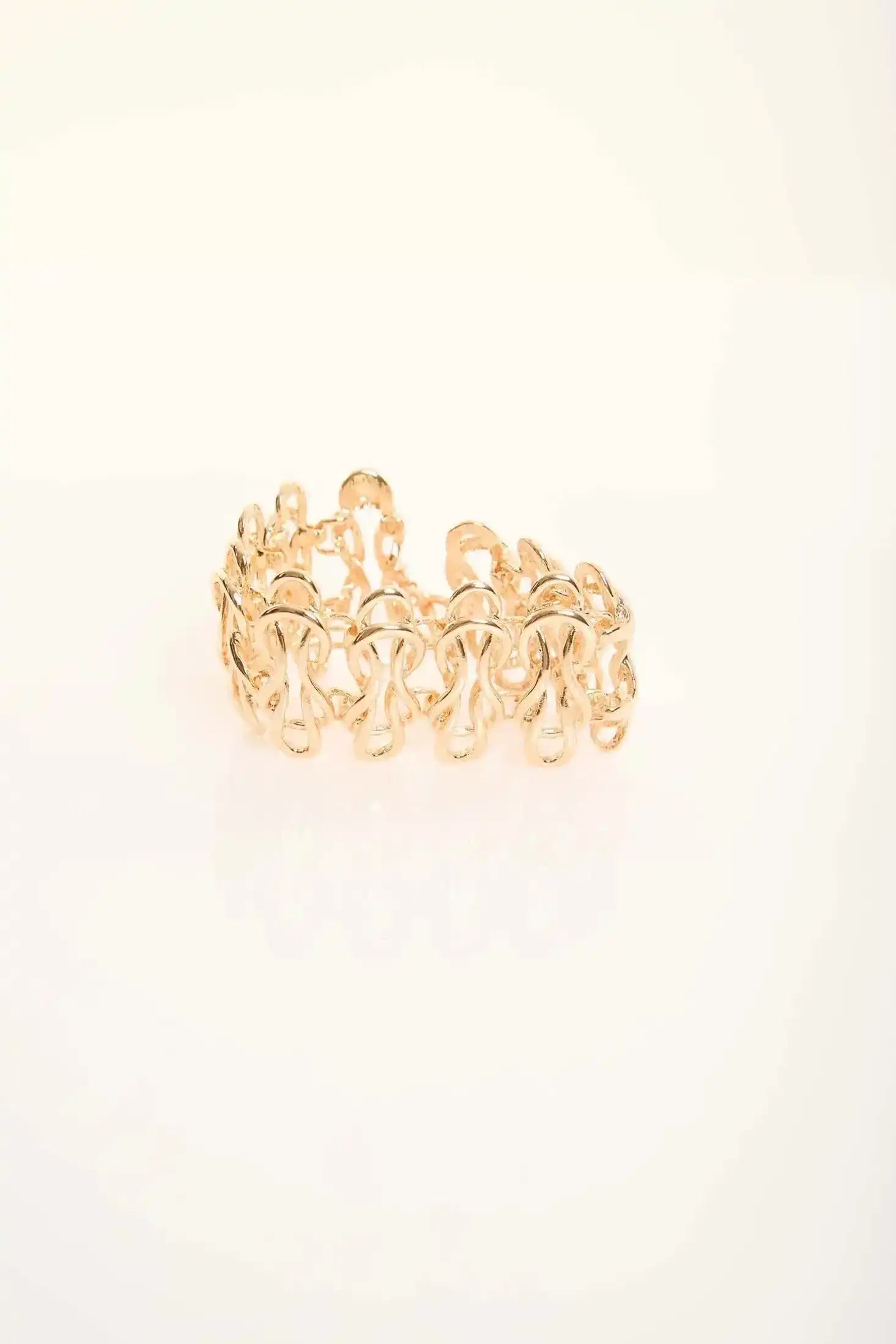 Elegant Sculpted Metal Bangle with Linked Pattern