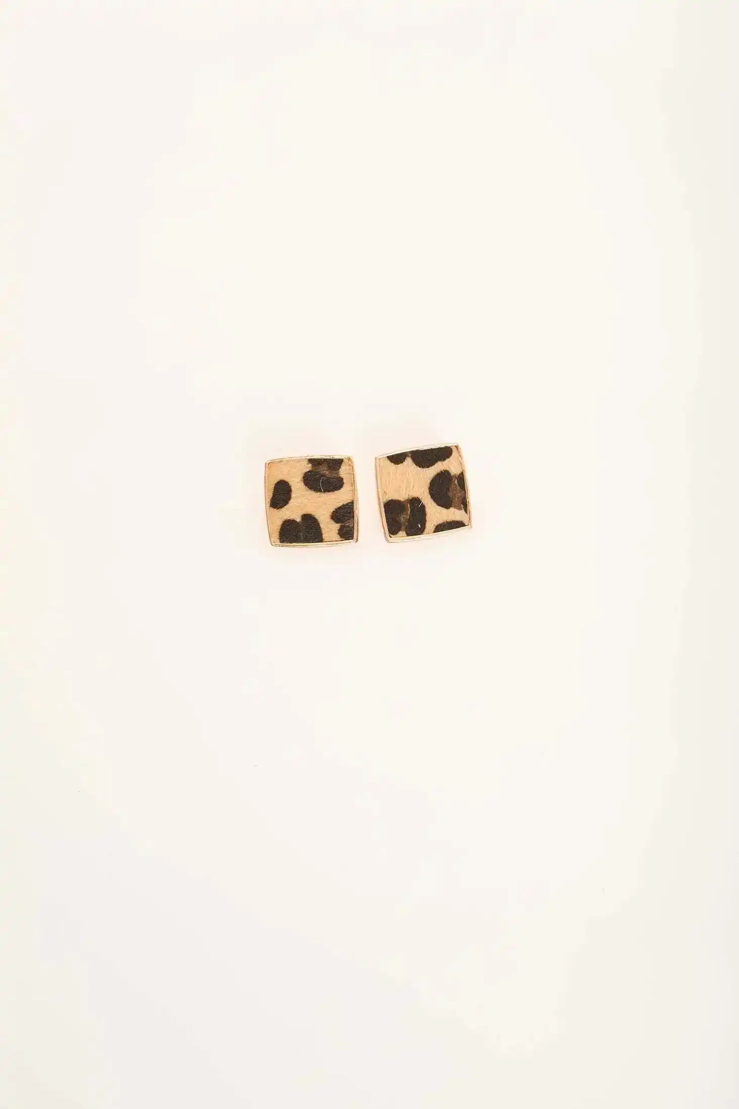Square Leopard Print Stud Earrings