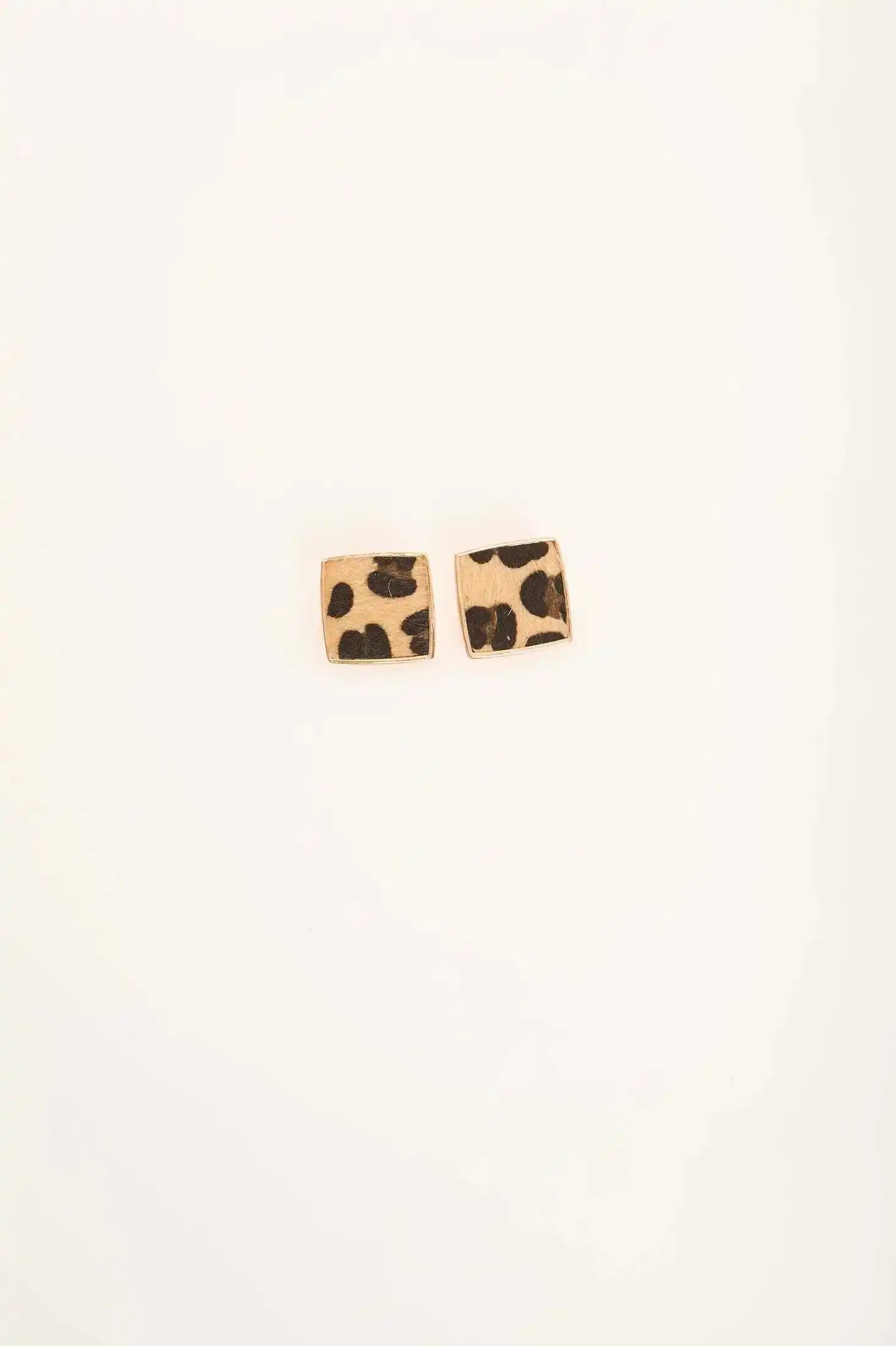 Square Leopard Print Stud Earrings