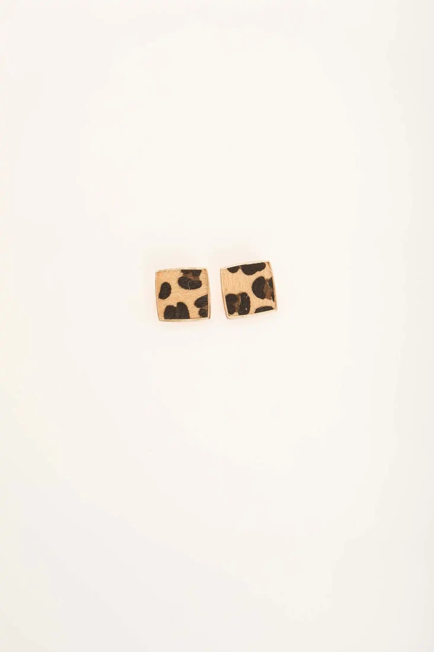 Square Leopard Print Stud Earrings