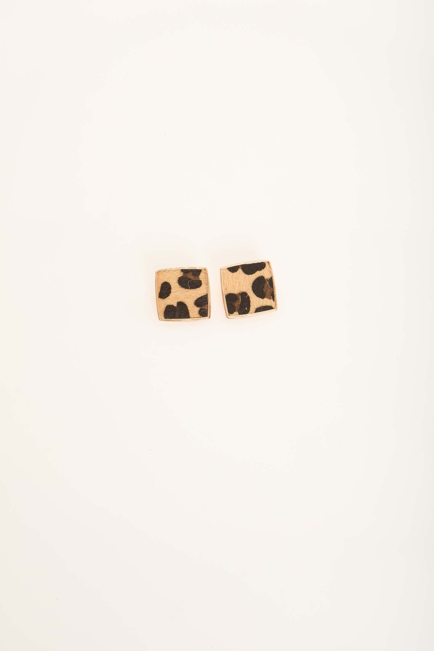 Square Leopard Print Stud Earrings