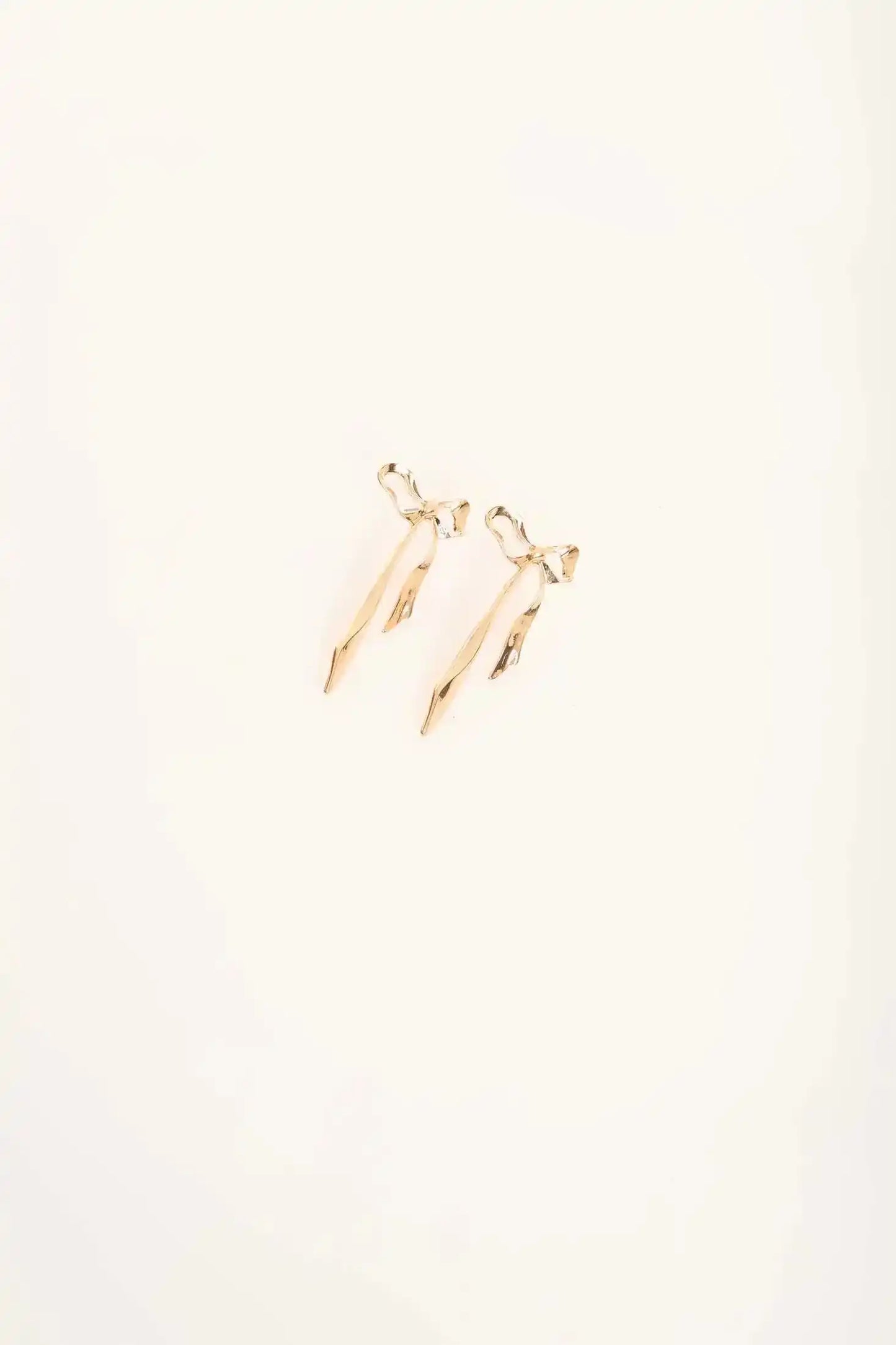 Gold Ribbon Drop Earrings