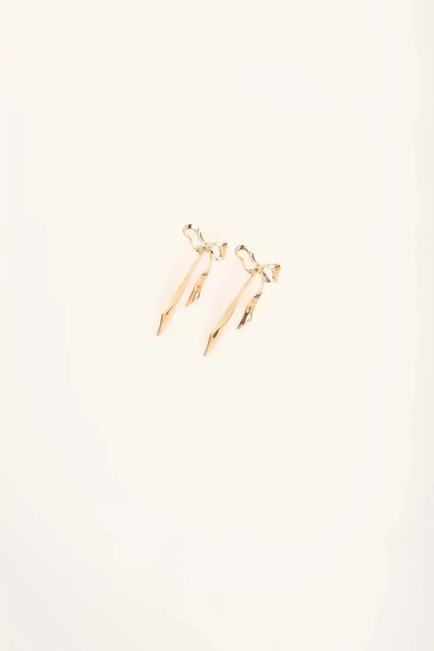 Gold Ribbon Drop Earrings