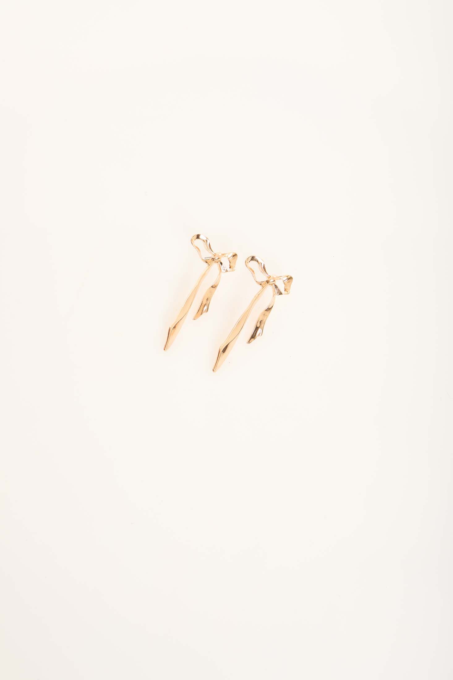 Gold Ribbon Drop Earrings