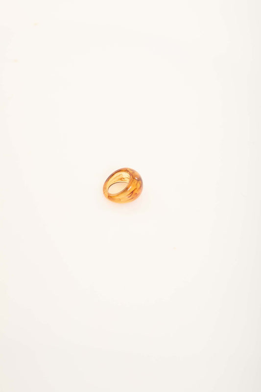 Wide Amber Swirl Plastic Ring Design