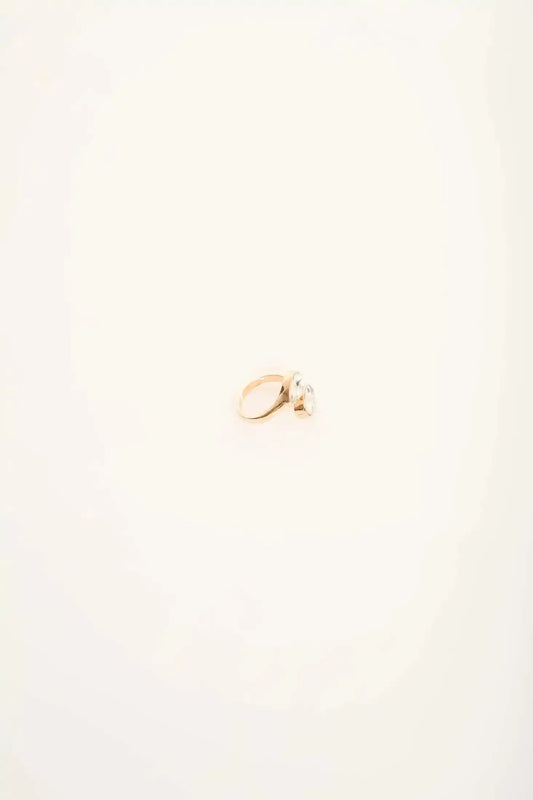 Adjustable Teardrop Crystal Ring in Gold Tone