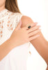 Open Ring with Black and Amber Stones