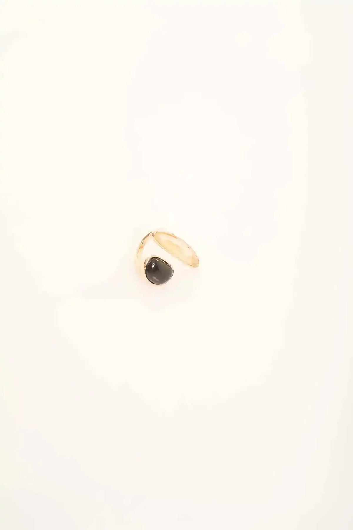 Open Ring with Black and Amber Stones