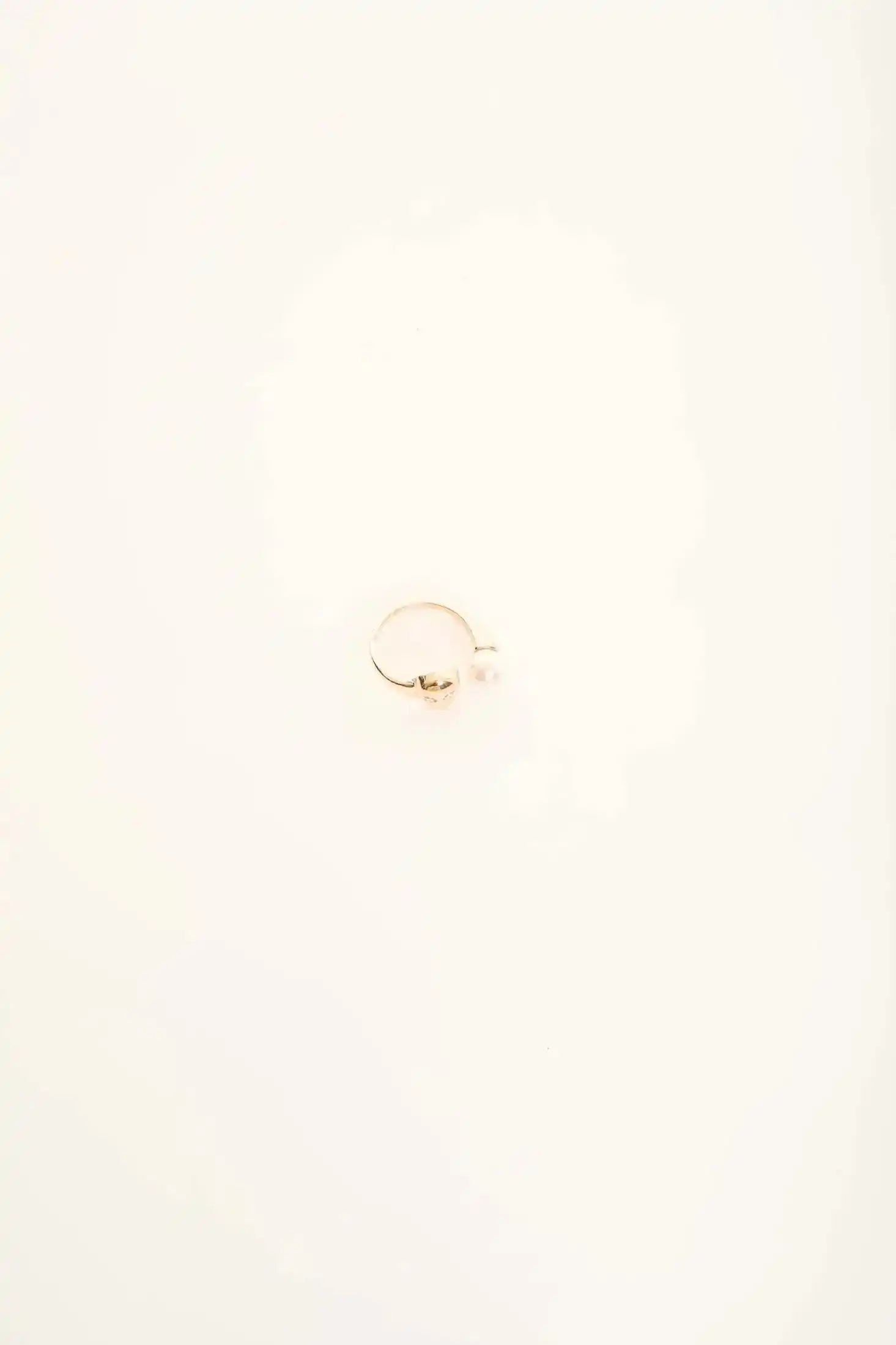 Dual Stud and Pearl Open Ring Design