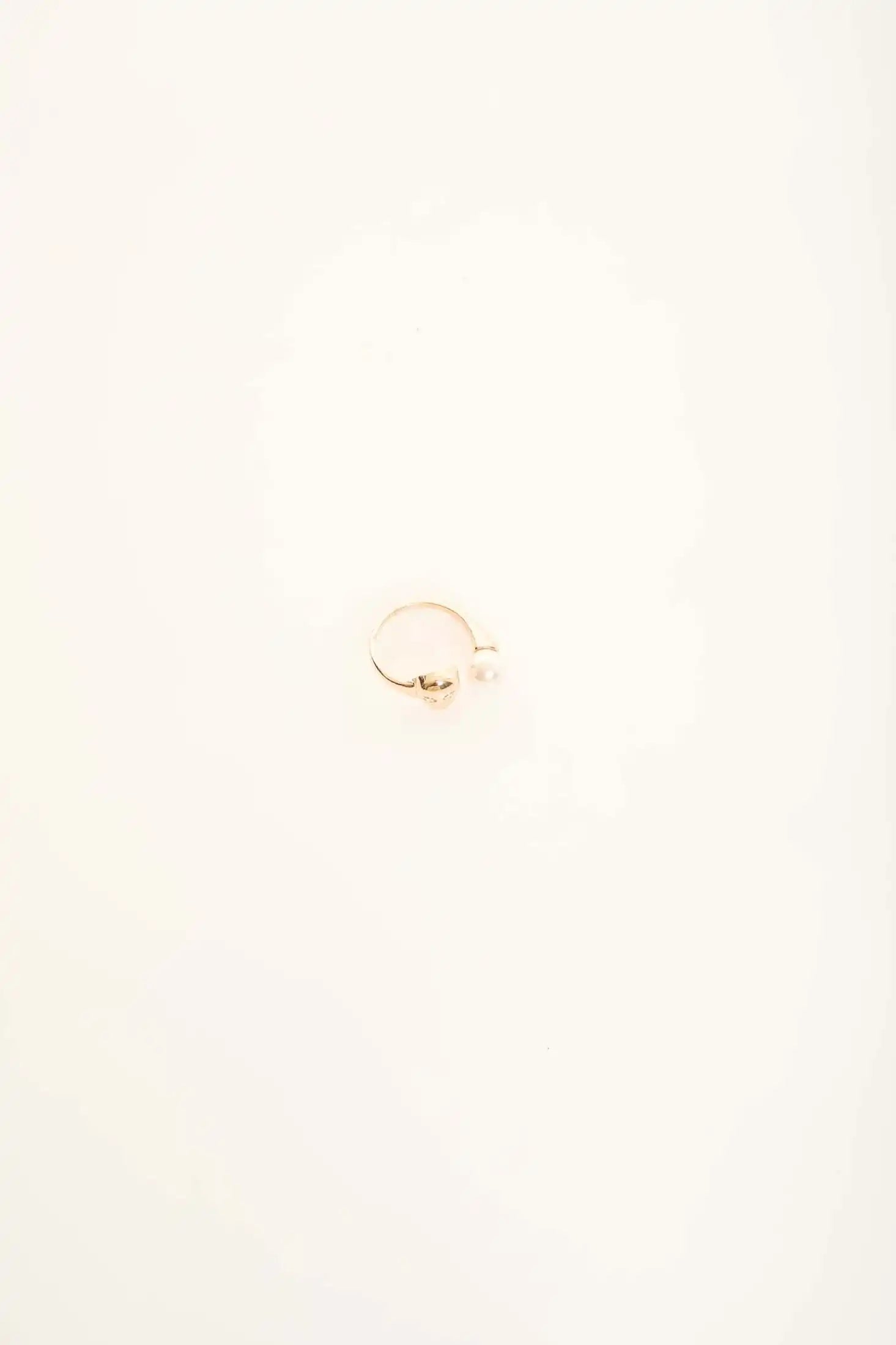 Dual Stud and Pearl Open Ring Design