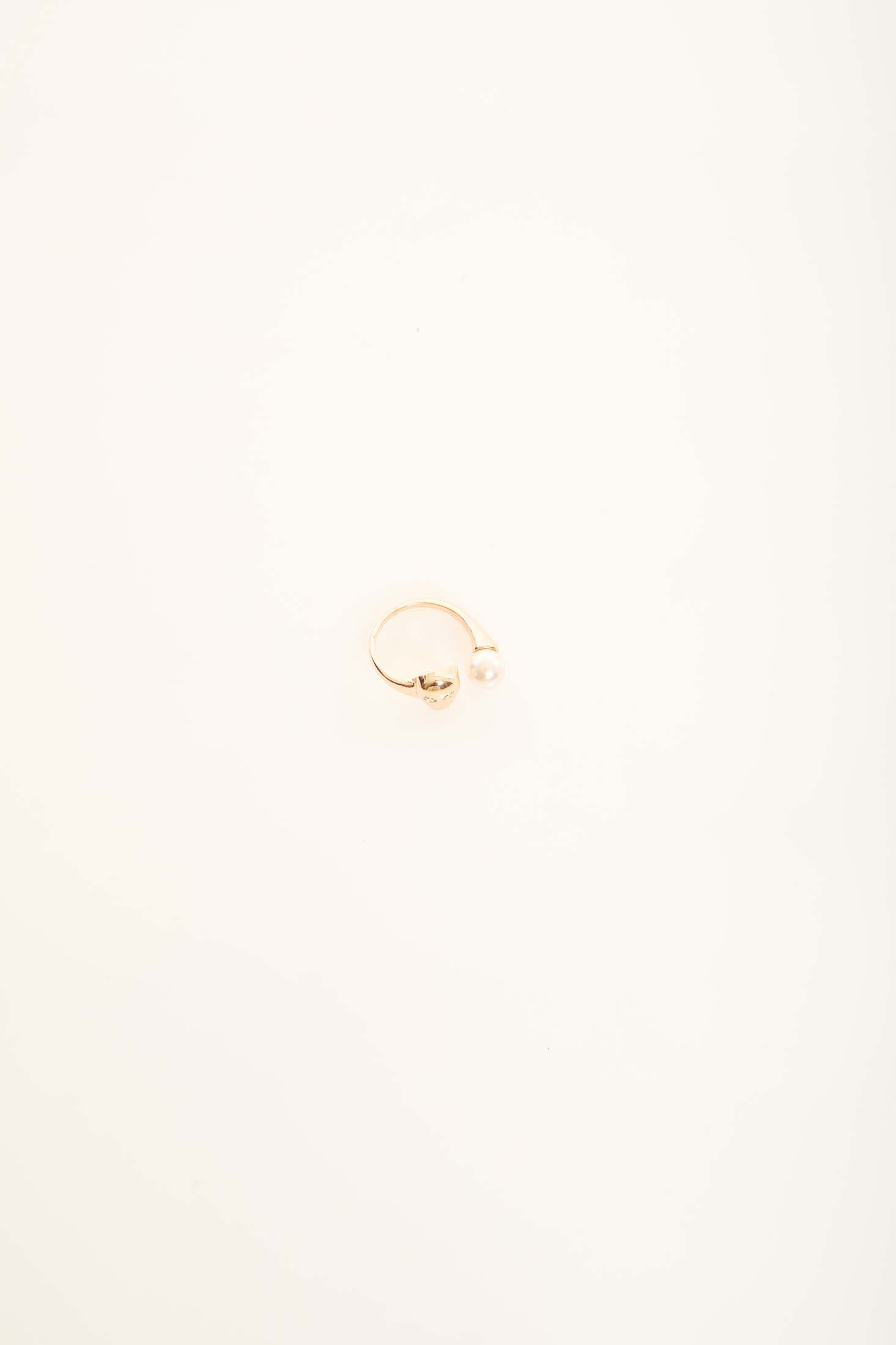 Dual Stud and Pearl Open Ring Design