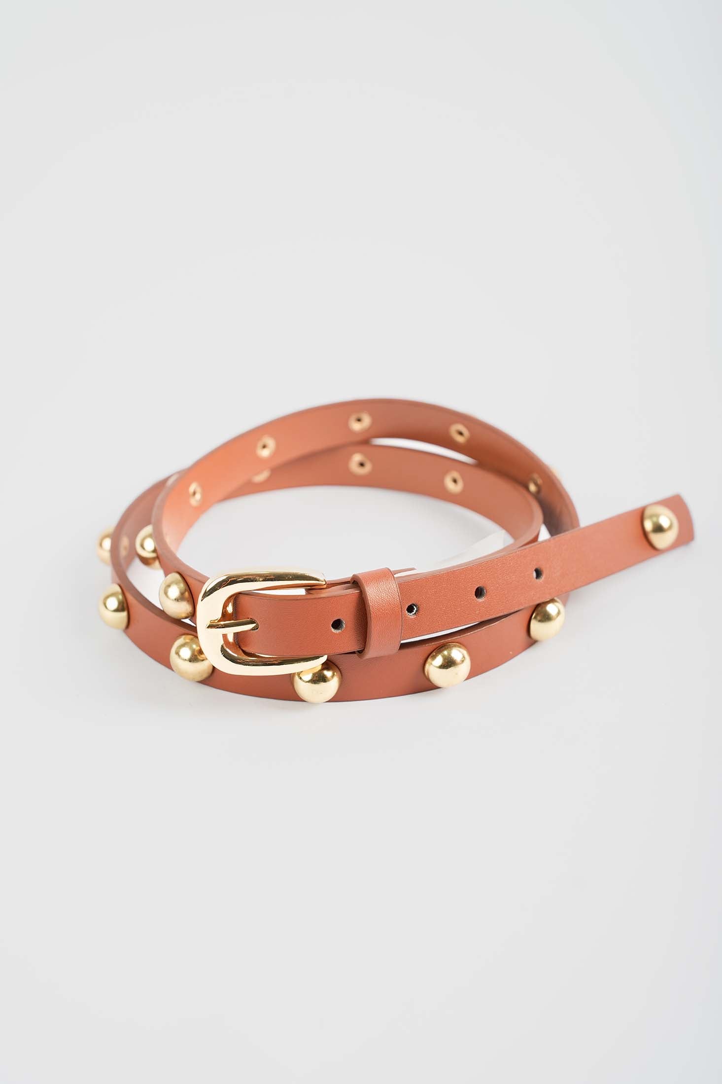 Coral Studded Leather Belt