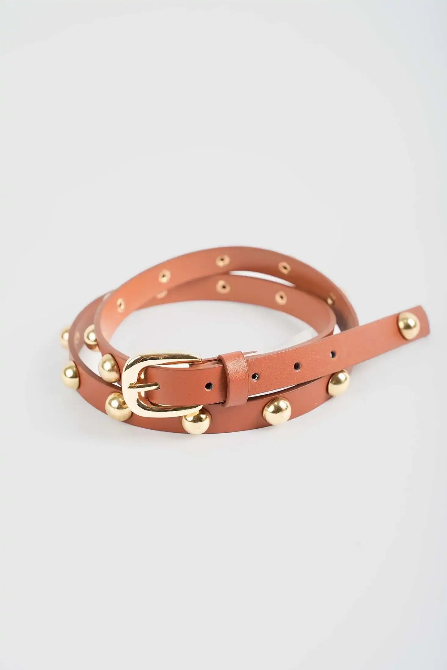 Coral Studded Leather Belt