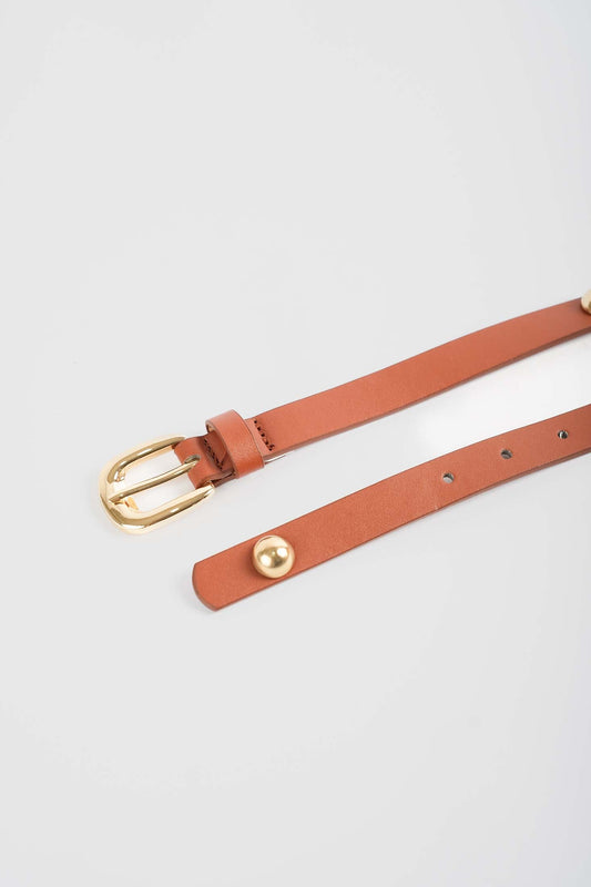 Coral Studded Leather Belt