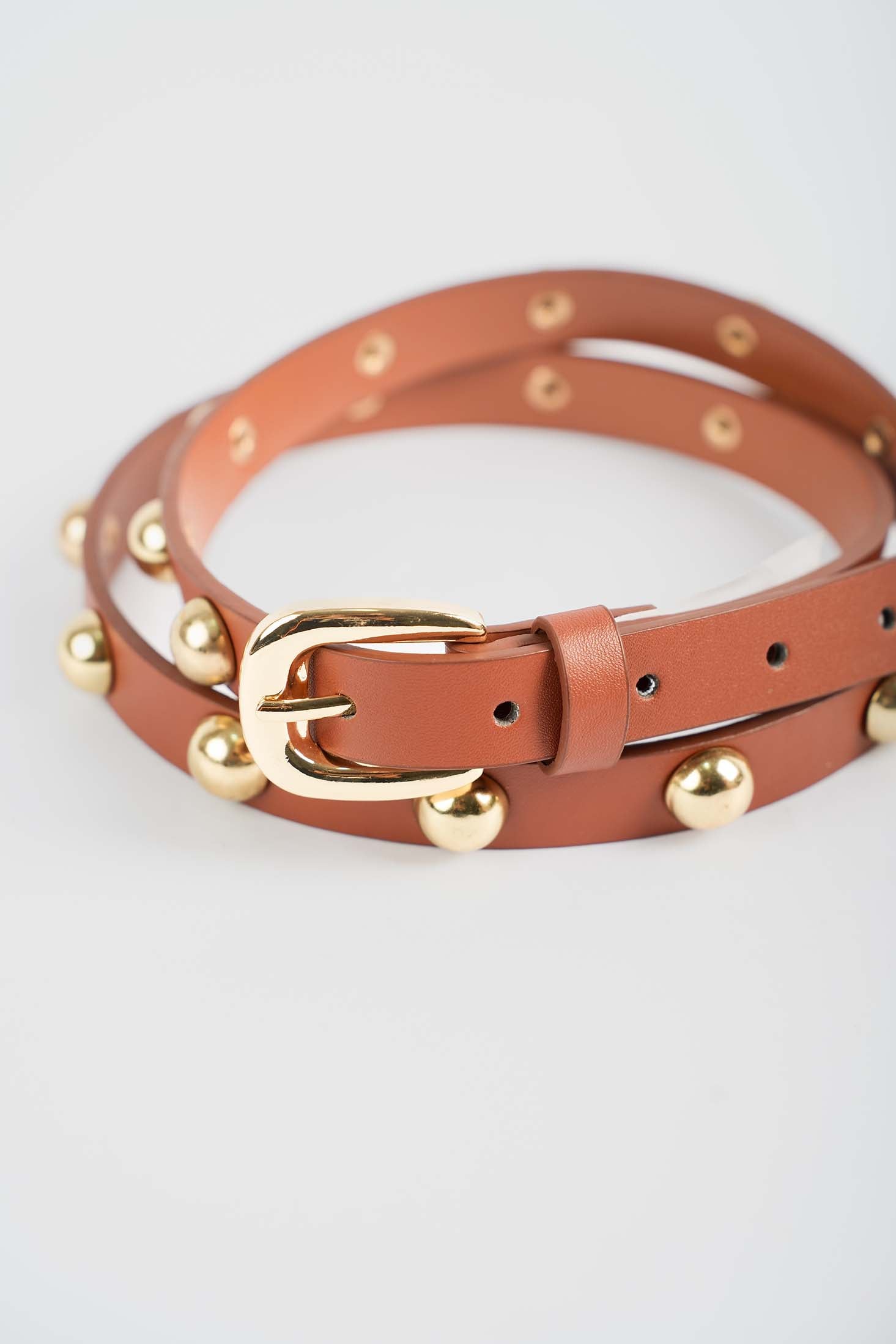 Coral Studded Leather Belt