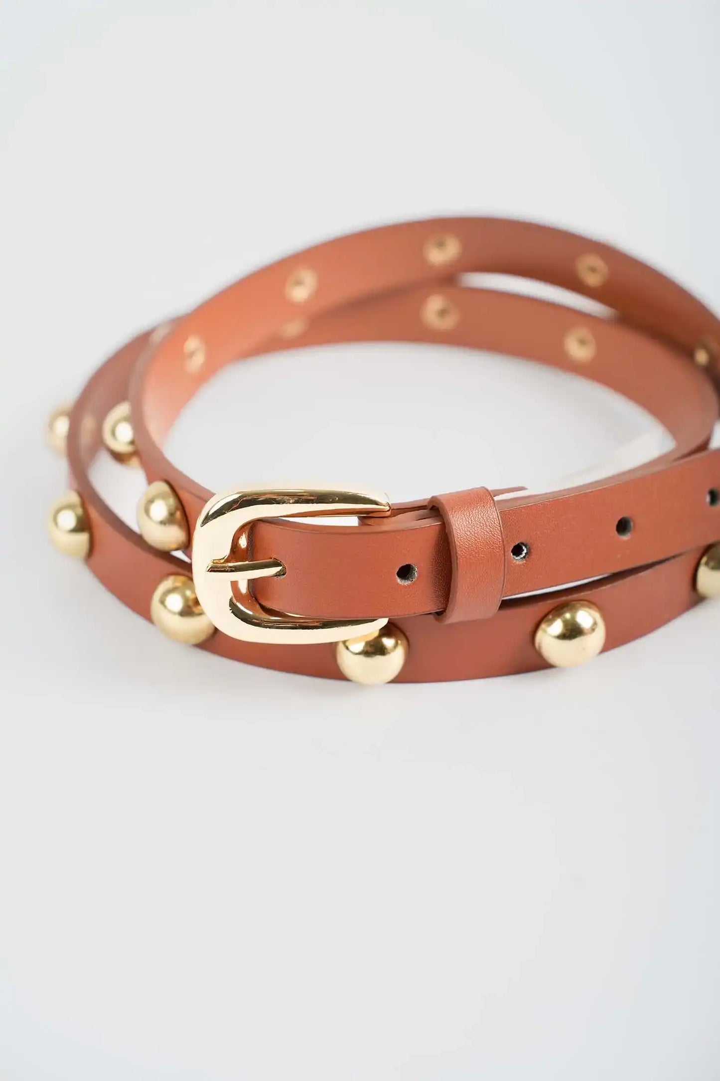 Coral Studded Leather Belt