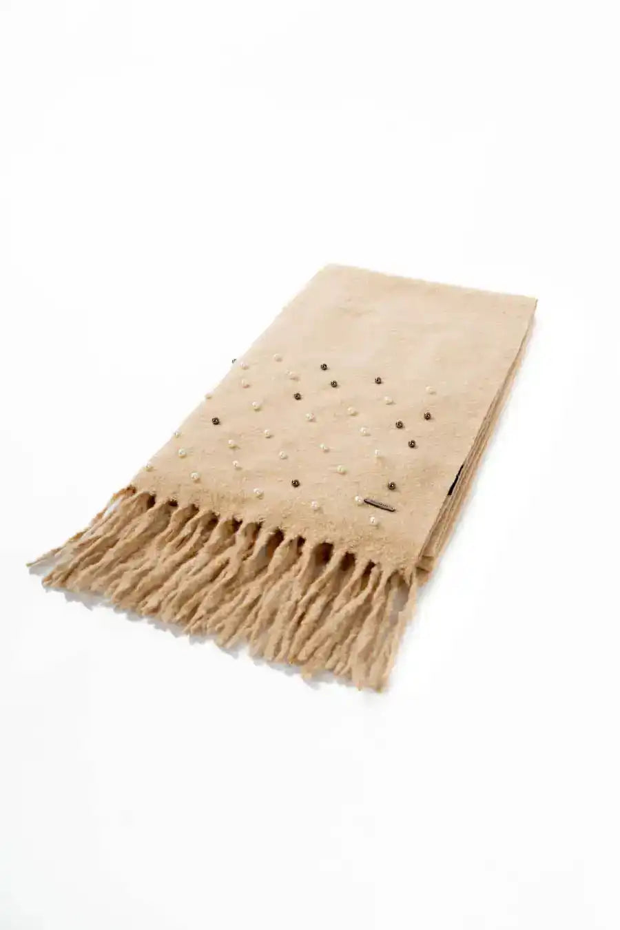 Embellished Pearls Nude Soft Scarf