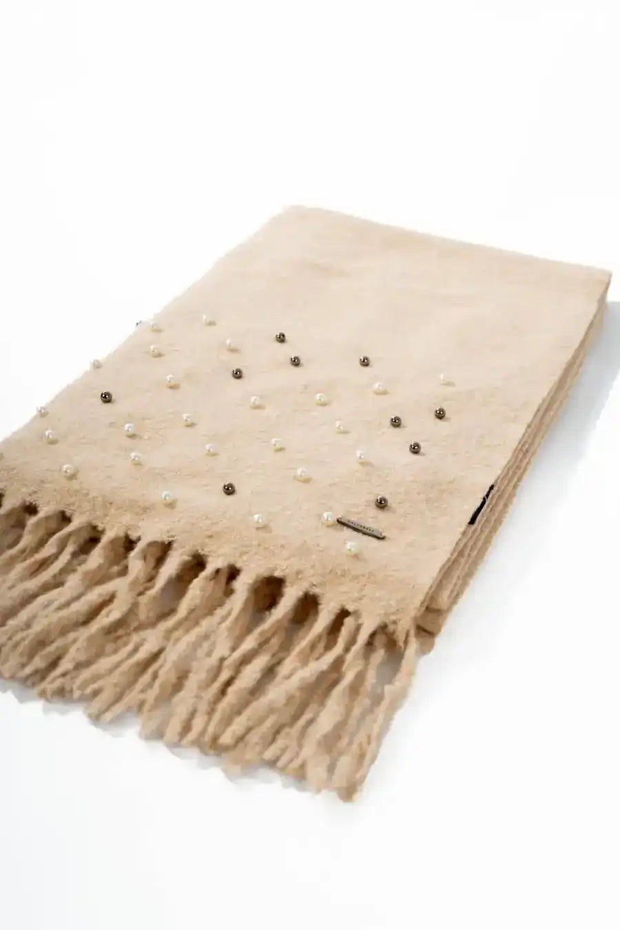 Embellished Pearls Nude Soft Scarf