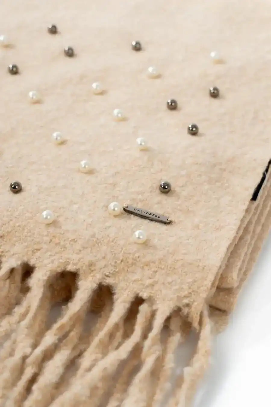 Embellished Pearls Nude Soft Scarf
