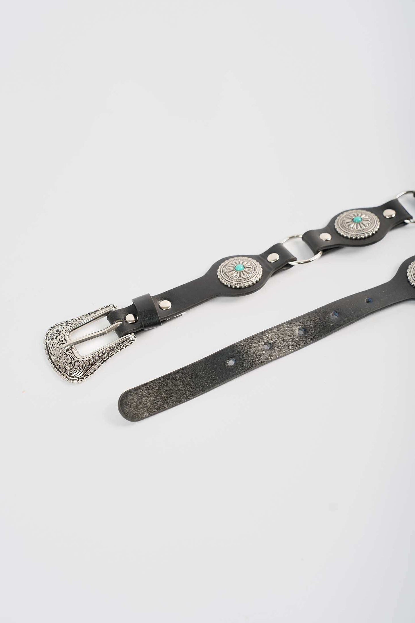 Black Leather Turquoise Stud Belt