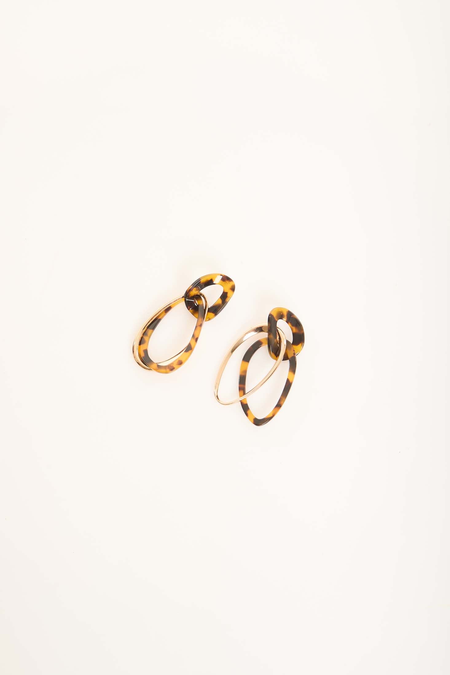 Patterned Double Oval Drop Earrings