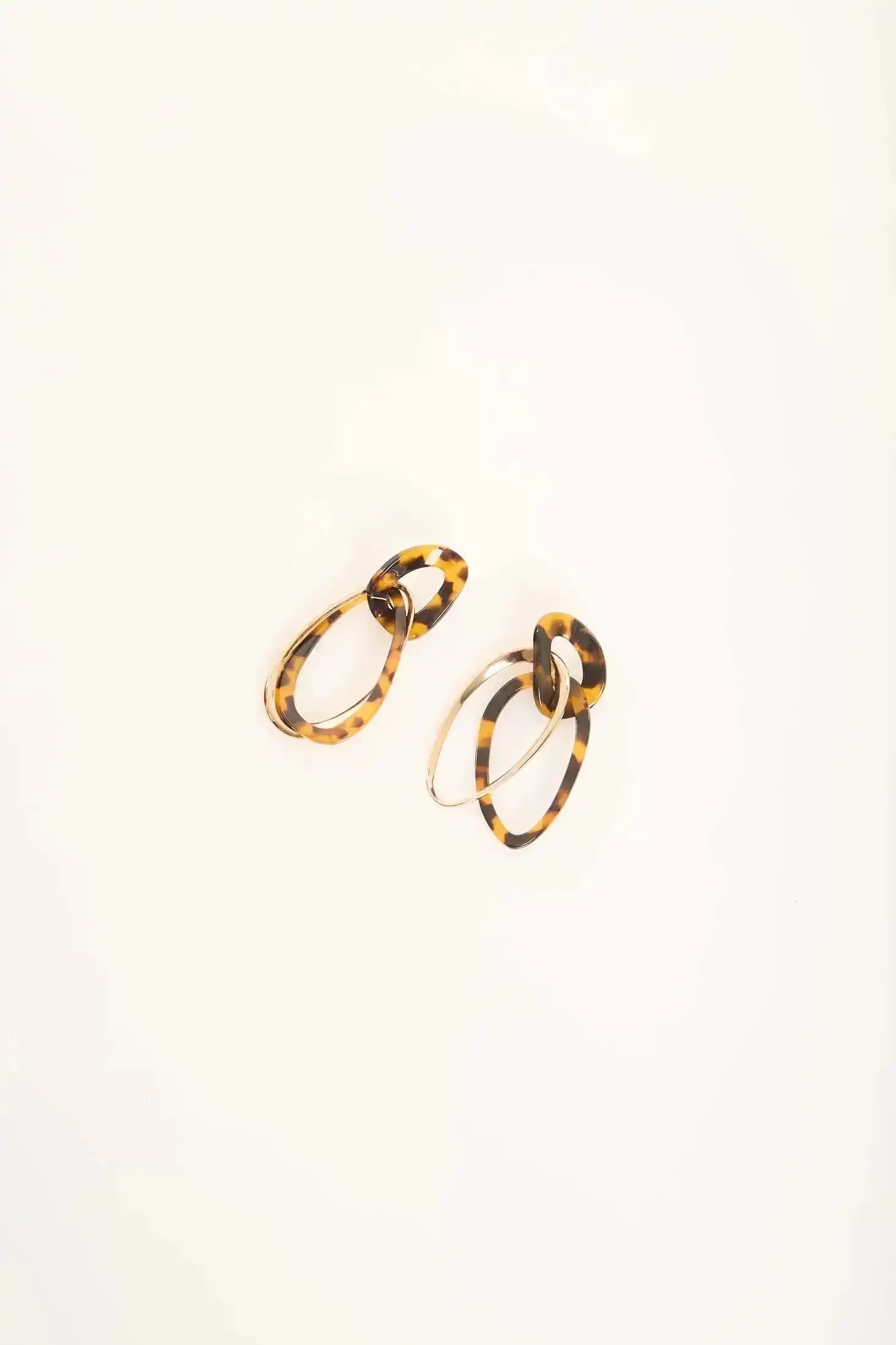 Patterned Double Oval Drop Earrings
