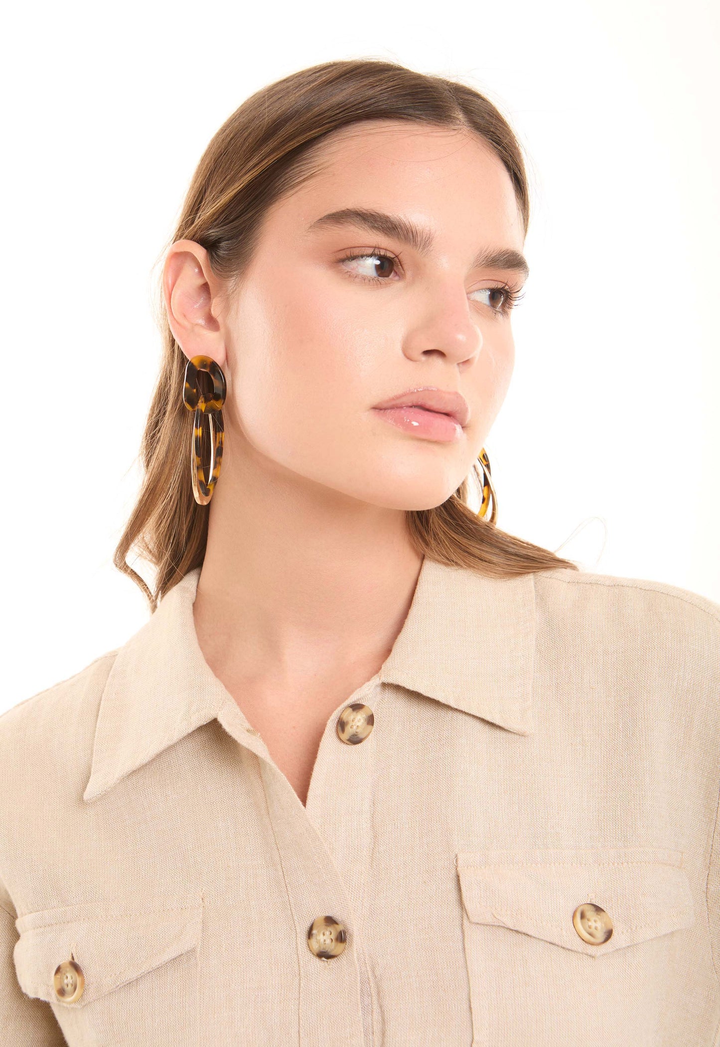 Patterned Double Oval Drop Earrings