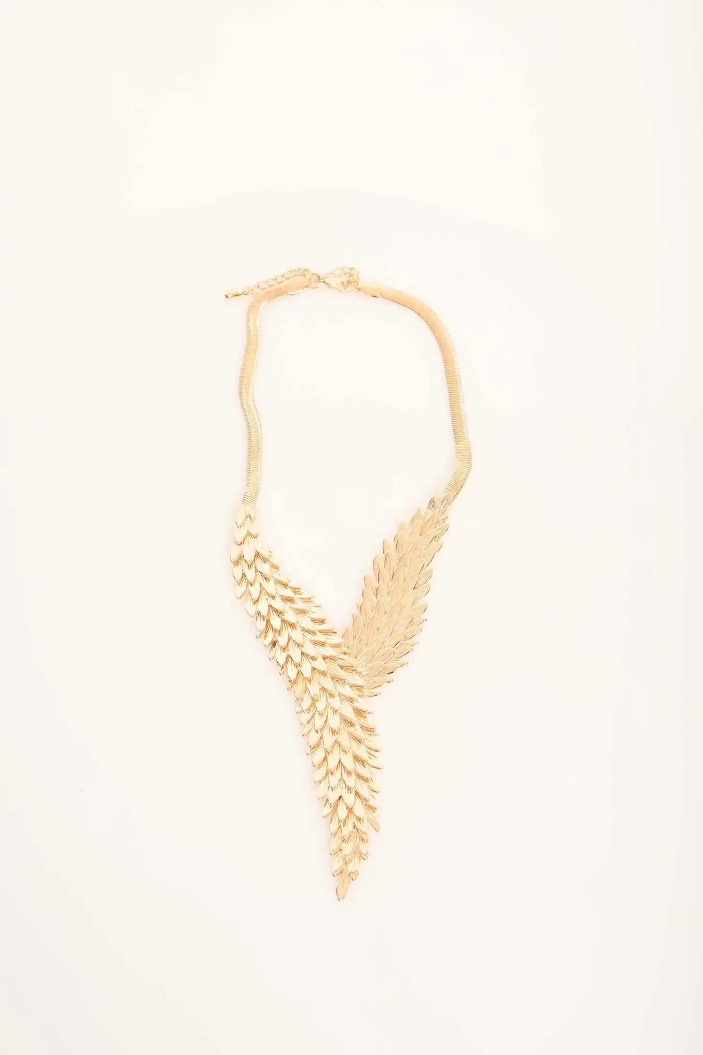 Golden Feather Cascade Necklace