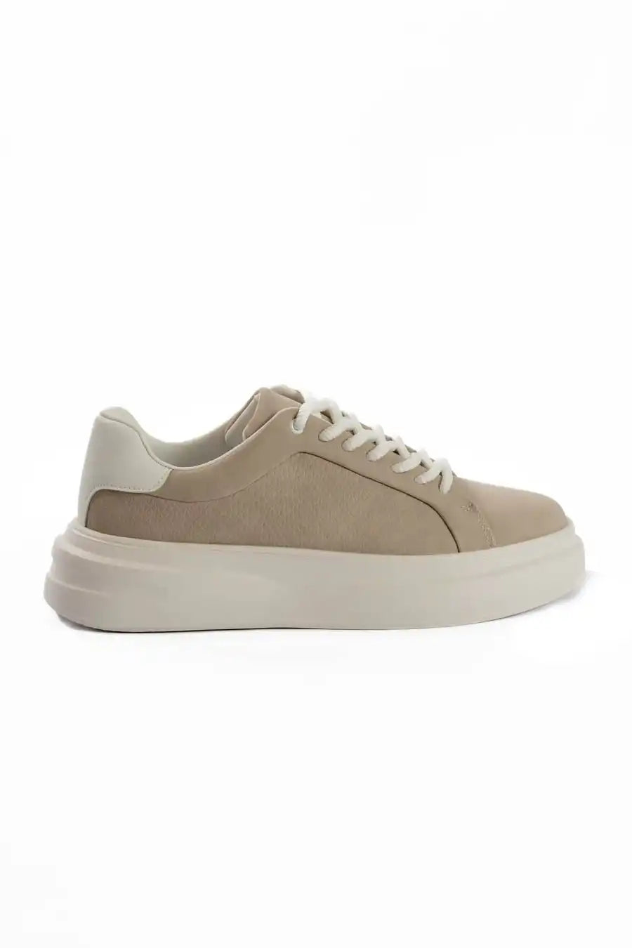 Beige Essential Lace-Up Sneakers