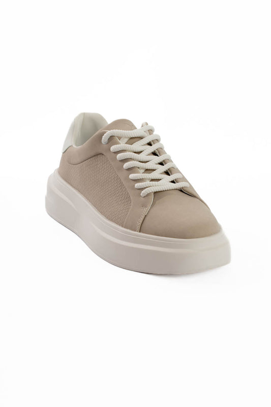 Beige Essential Lace-Up Sneakers