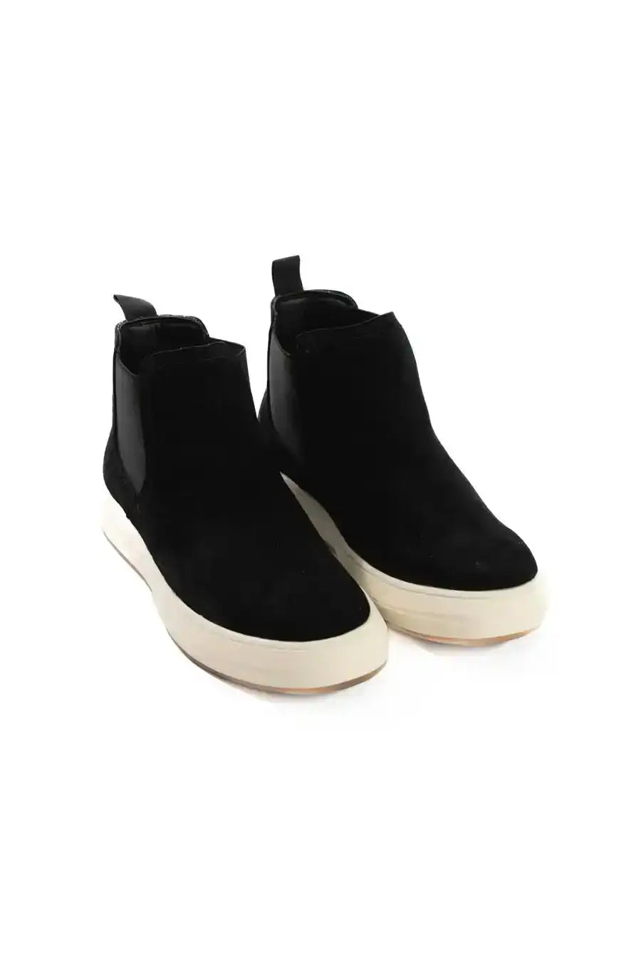 Genuine Leather Half Boot with Elastic Side Panels