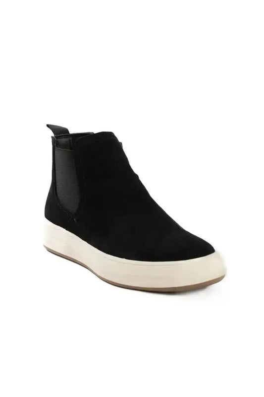 Genuine Leather Half Boot with Elastic Side Panels
