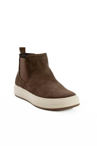 Genuine Leather Half Boot with Elastic Side Panels