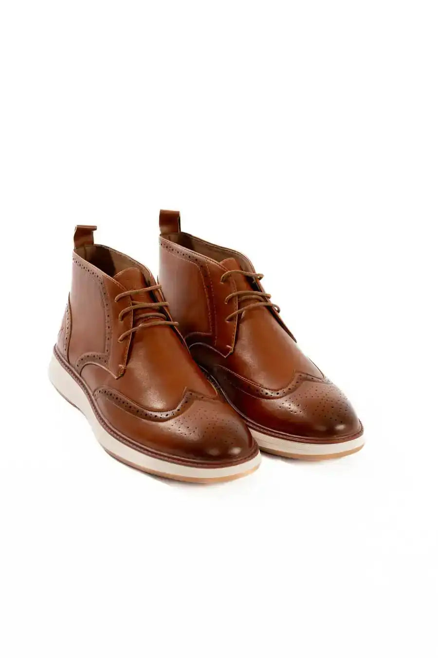 PU Leather Half Boot with Brogue Detailing