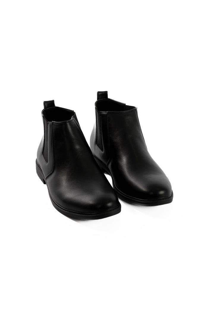 PU & Textile Half Boot with Elastic Side Panels