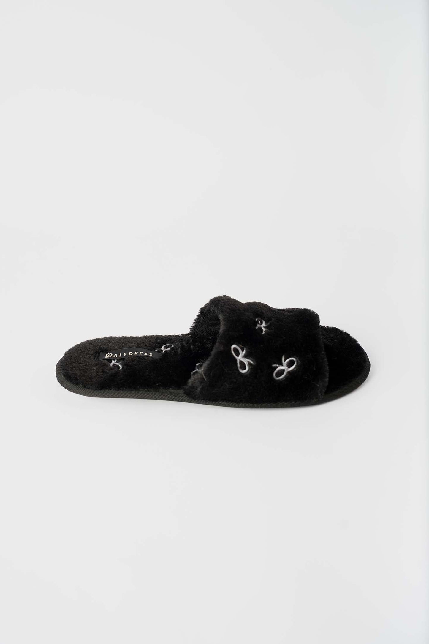 Embroidered Faux Fur Home Slippers