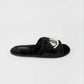 Beaded Eye Faux Fur Home Slippers
