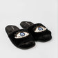 Beaded Eye Faux Fur Home Slippers