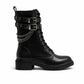 Lace-Up Combat Boots with Strap Detail