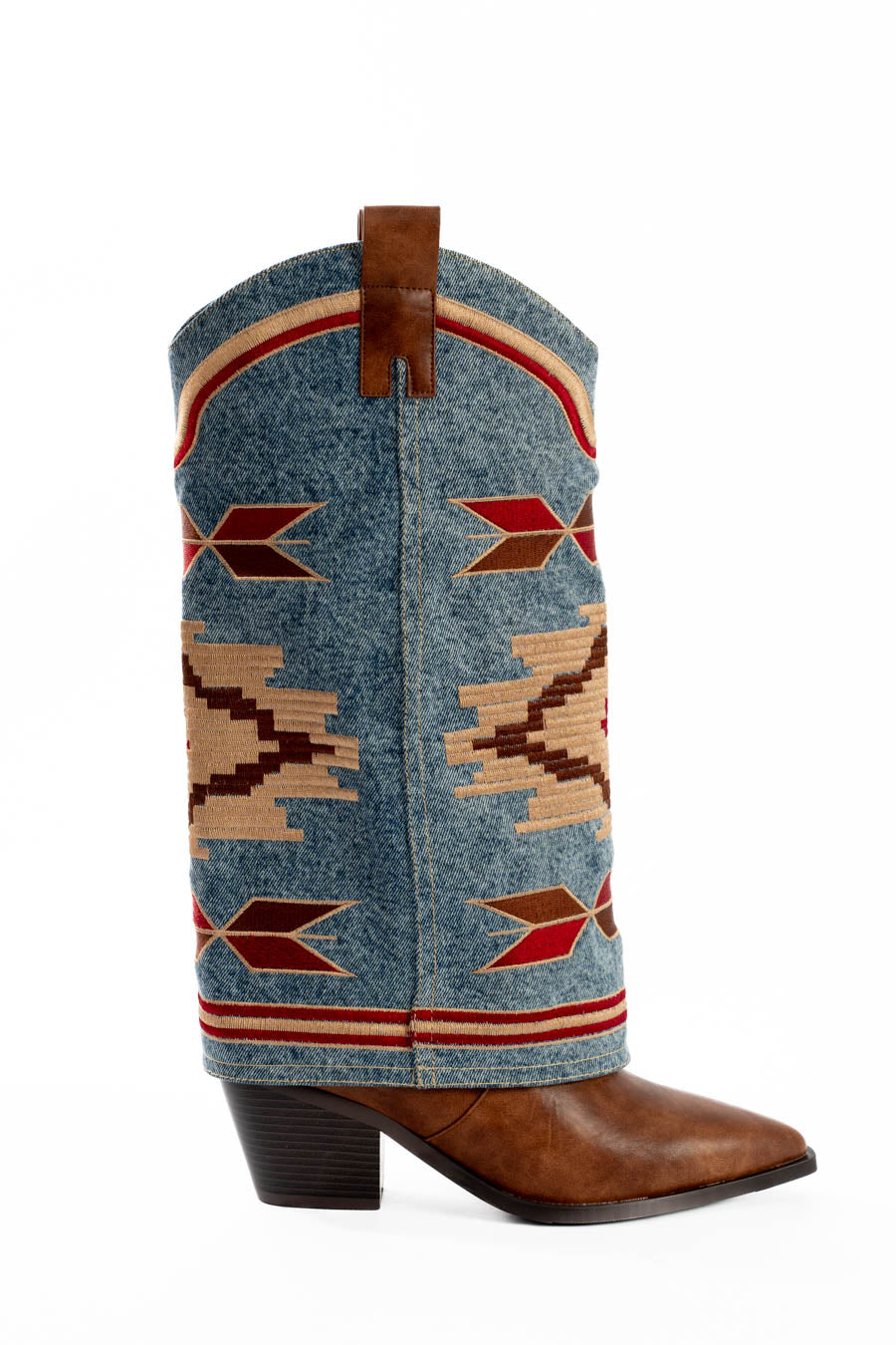Western Patterned PU & Textile Boots